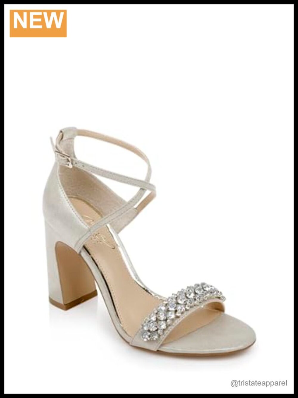 Crystal Embellished Block Heel Sandal Ankle Strap Party Shoe